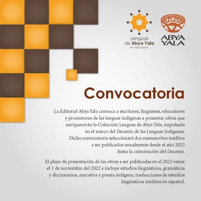 NUEVA CONVOCATORIA: COLECCIÓN LENGUAS DE ABYA YALA